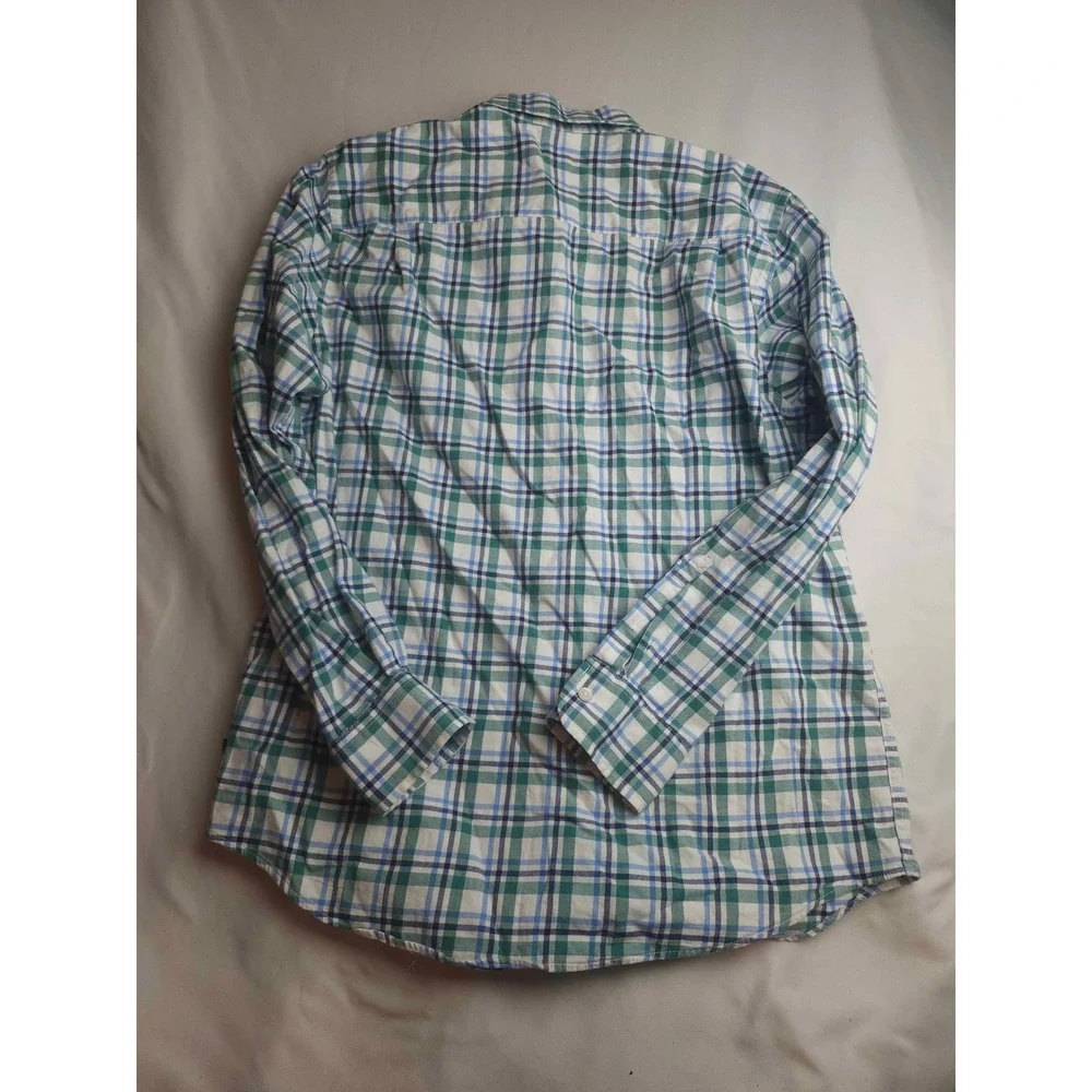 Crown & Ivy Mens Classic Fit Plaid Button Down Shirt Green Size M